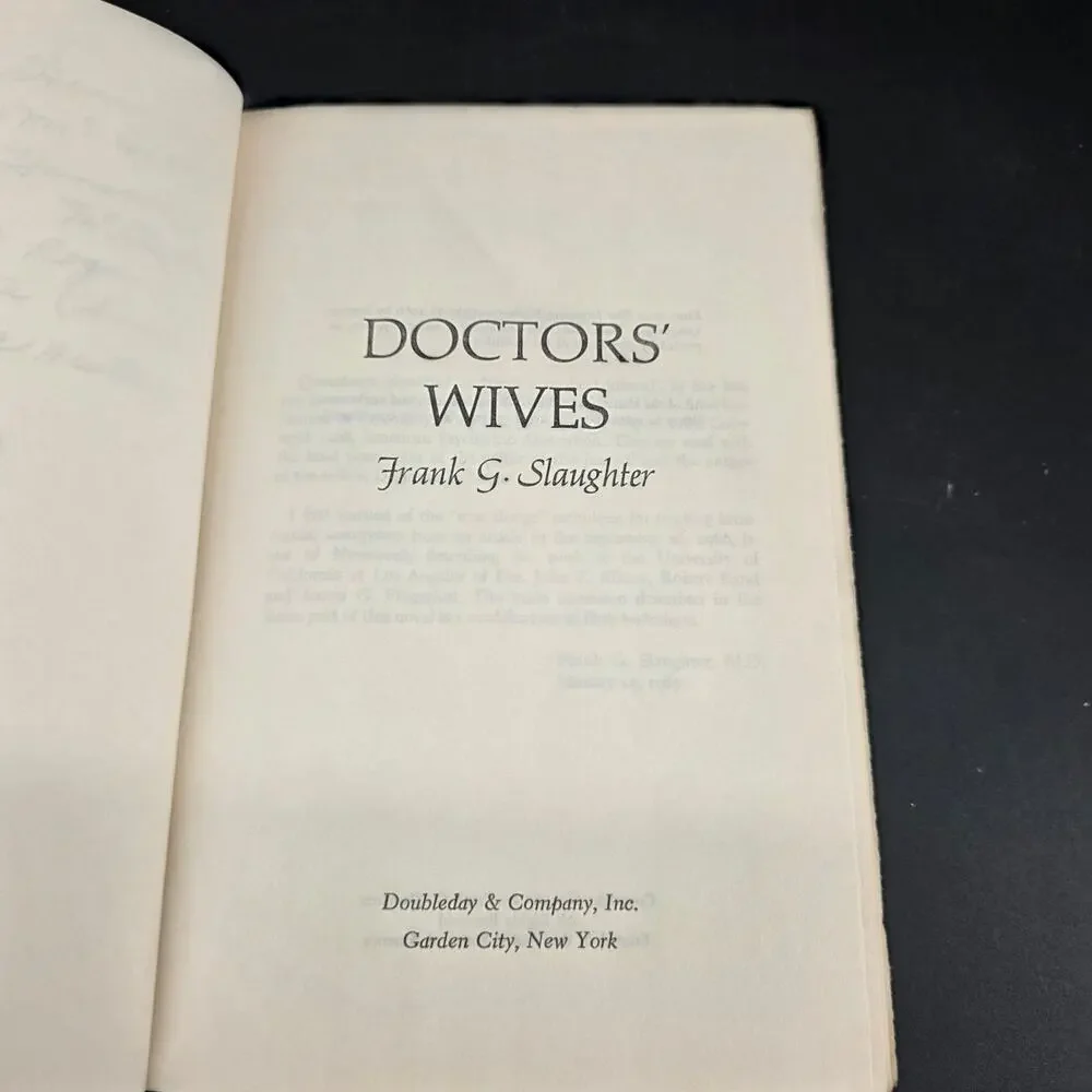 Doctors' Wives Frank G. Slaughter 1967 Hardcover Medical Fiction Novel